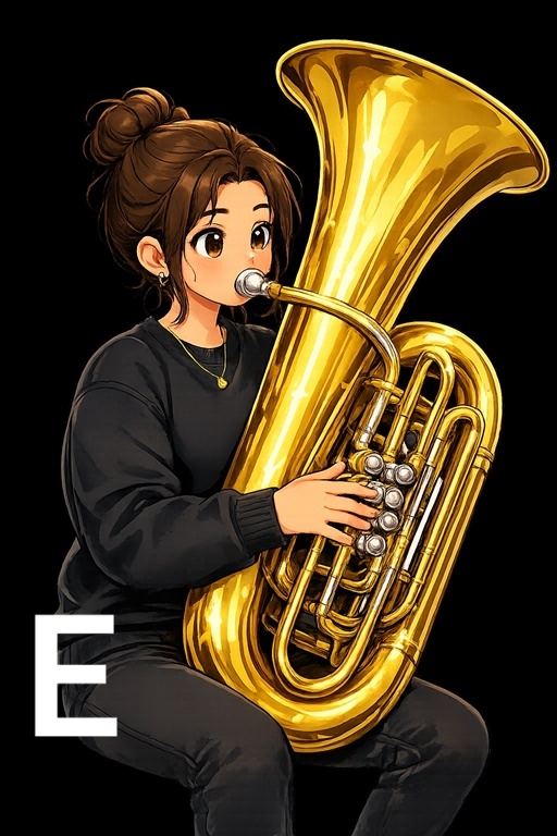E girl playing tuba